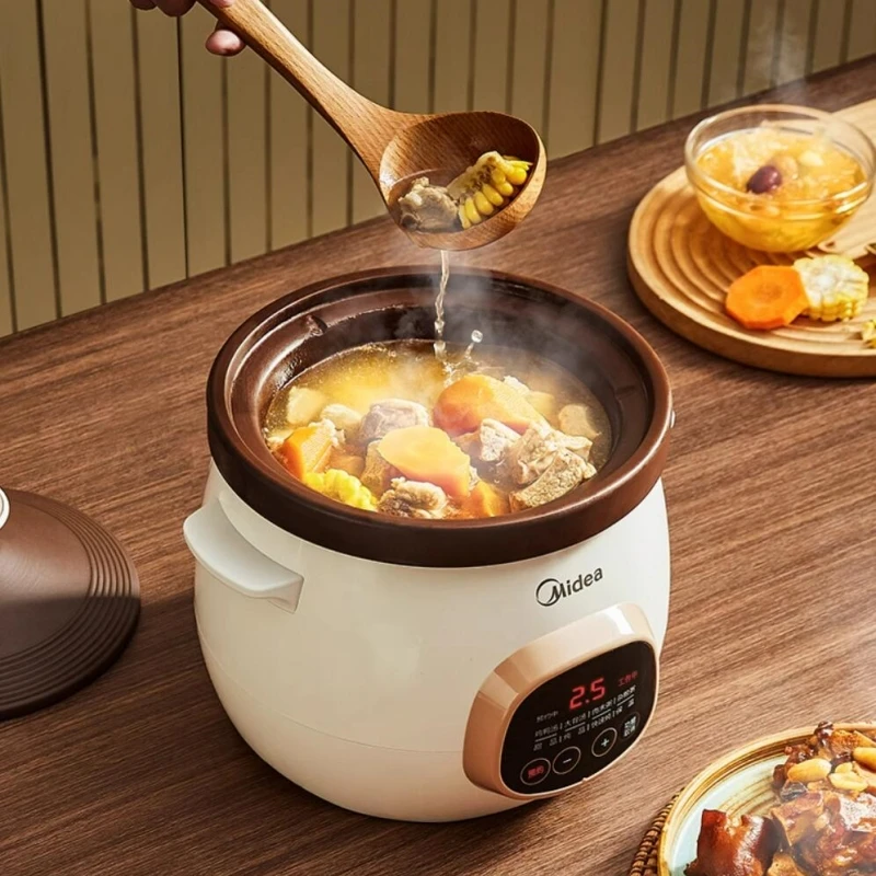 Midea 220V Electric Stew Pot Ceramic Soup Household 3L Porridge Bird's Nest Auxiliary Food Machine Baby Baby Cooking Machine