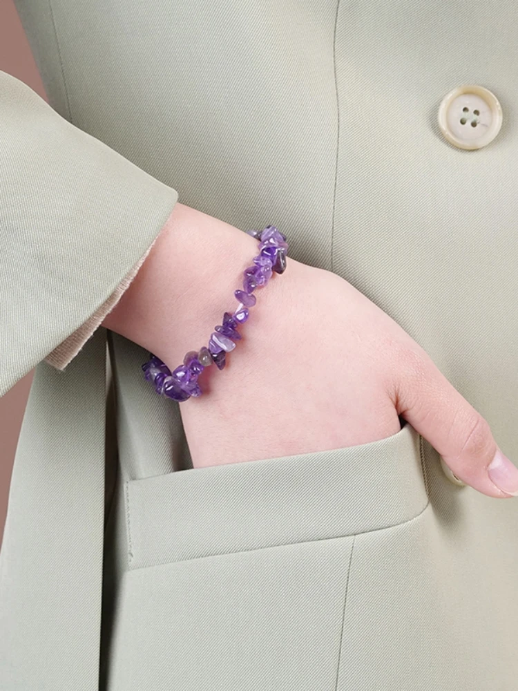 AliExpress buy bao ji 6 Pcs/Set Natural Stone Amethyst Tiger Eye Irregualr Chips Gravel Bead Bracelets Men Women Elegant Reiki Healing Jewelry Gift