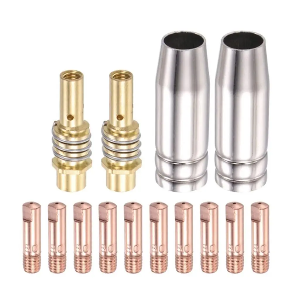 

14PCS MB15AK MIG Conductive Nozzle Kit Connecting Rod 0.6/0.8/0.9/1.0/1.2mm Conductive Contact Tips Welder Accessory