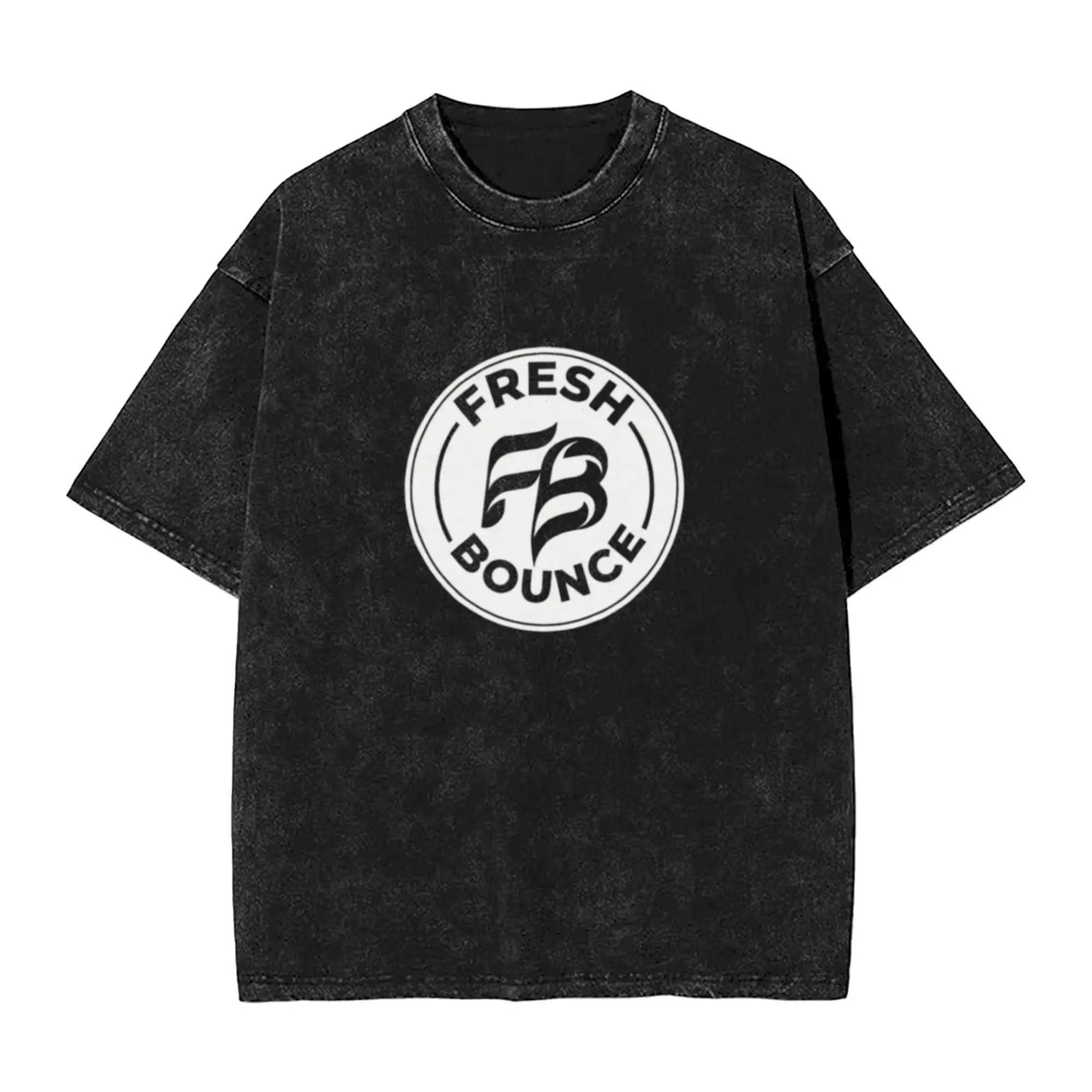 Fresh Bounce - white Unique Cool A Washed T Shirt Men's Women's Oversized Cotton Tees Tops