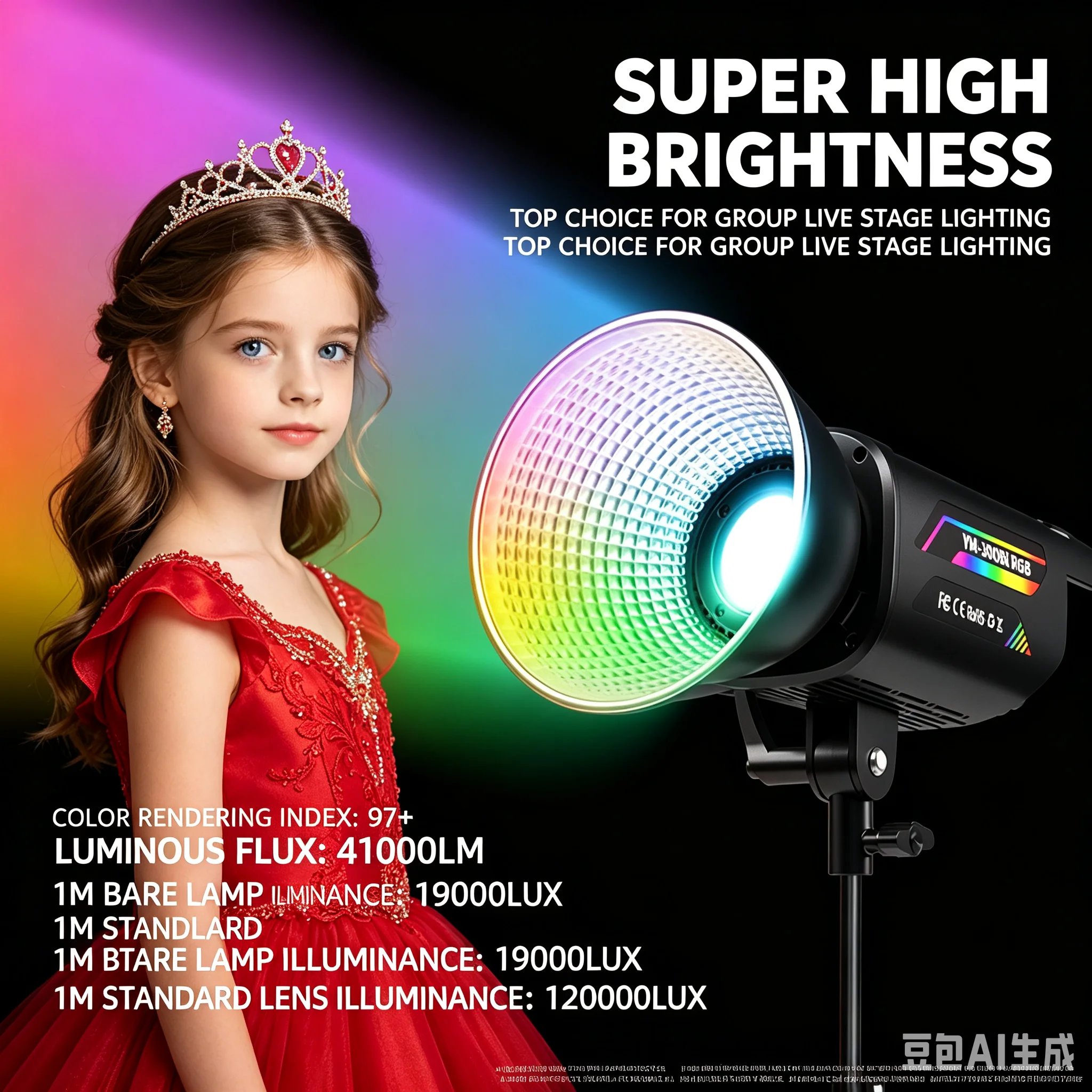 RGB 150W LED COB Photography Light High Brightness Fill Light 3200-6500K Video Lighting with SoftBox for Photo Studio