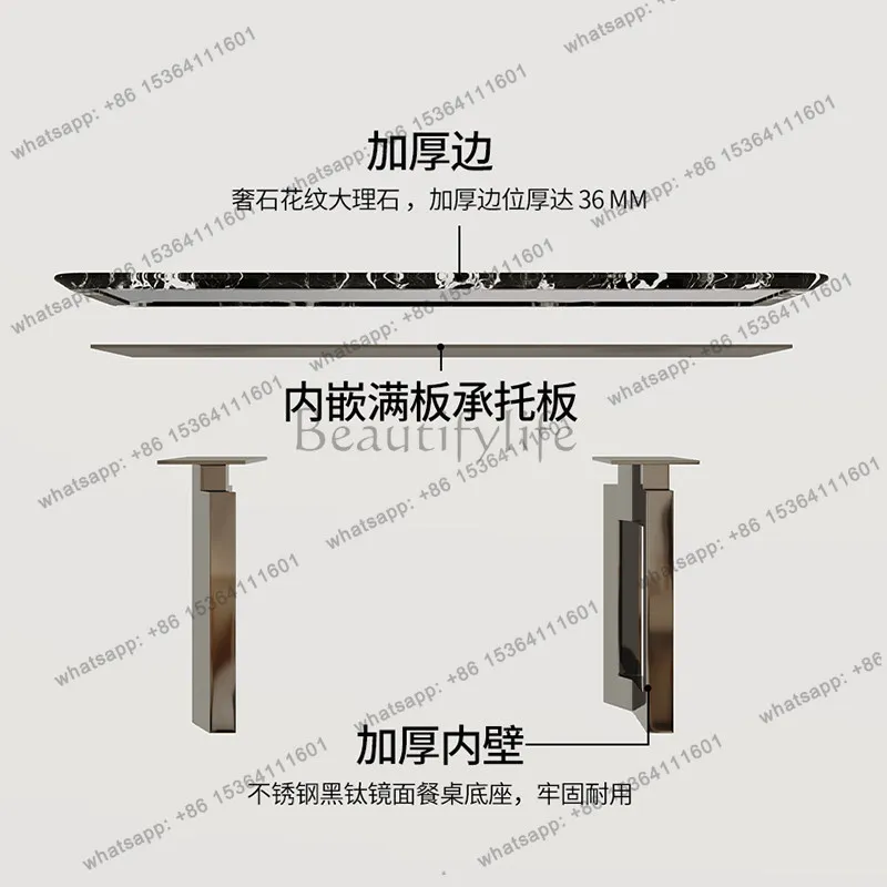 Premium dining table household light luxury Italian natural luxury stone dining table high-end