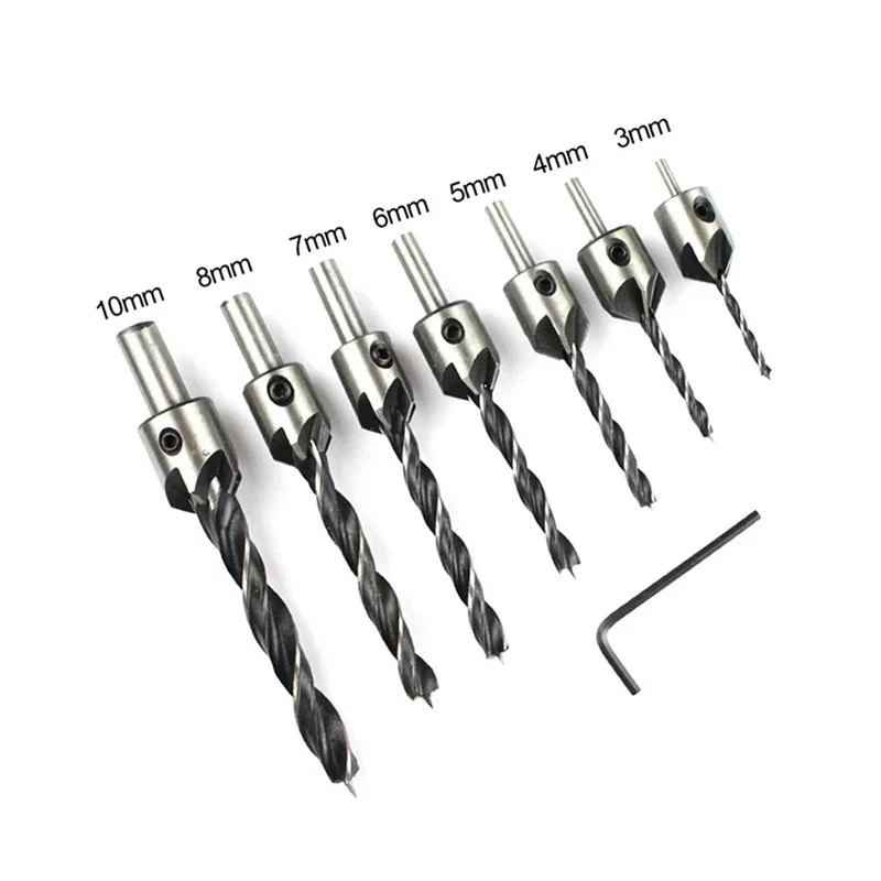 

Countersink Drill Bit Set Reamer Woodworking Chamfer Counterbore Pliot Hole Cutter Screw Hole Drill 3/4/5/6/7/8/10mm Borehole