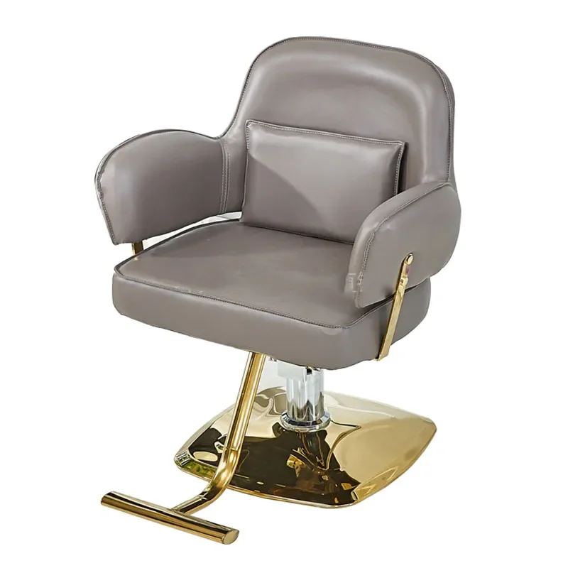 

Lifter Personalized Barber Chair Retro Gold Leather Professional Swivel Salon Chair Rolling Luxury Furniture