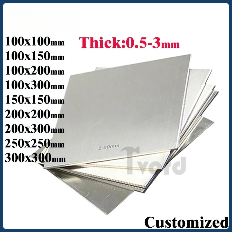

304 Stainles Steel Sheet Plate Polished Square Thickness 0.5mm 0.8mm 1mm 1.5mm 2mm 3mm