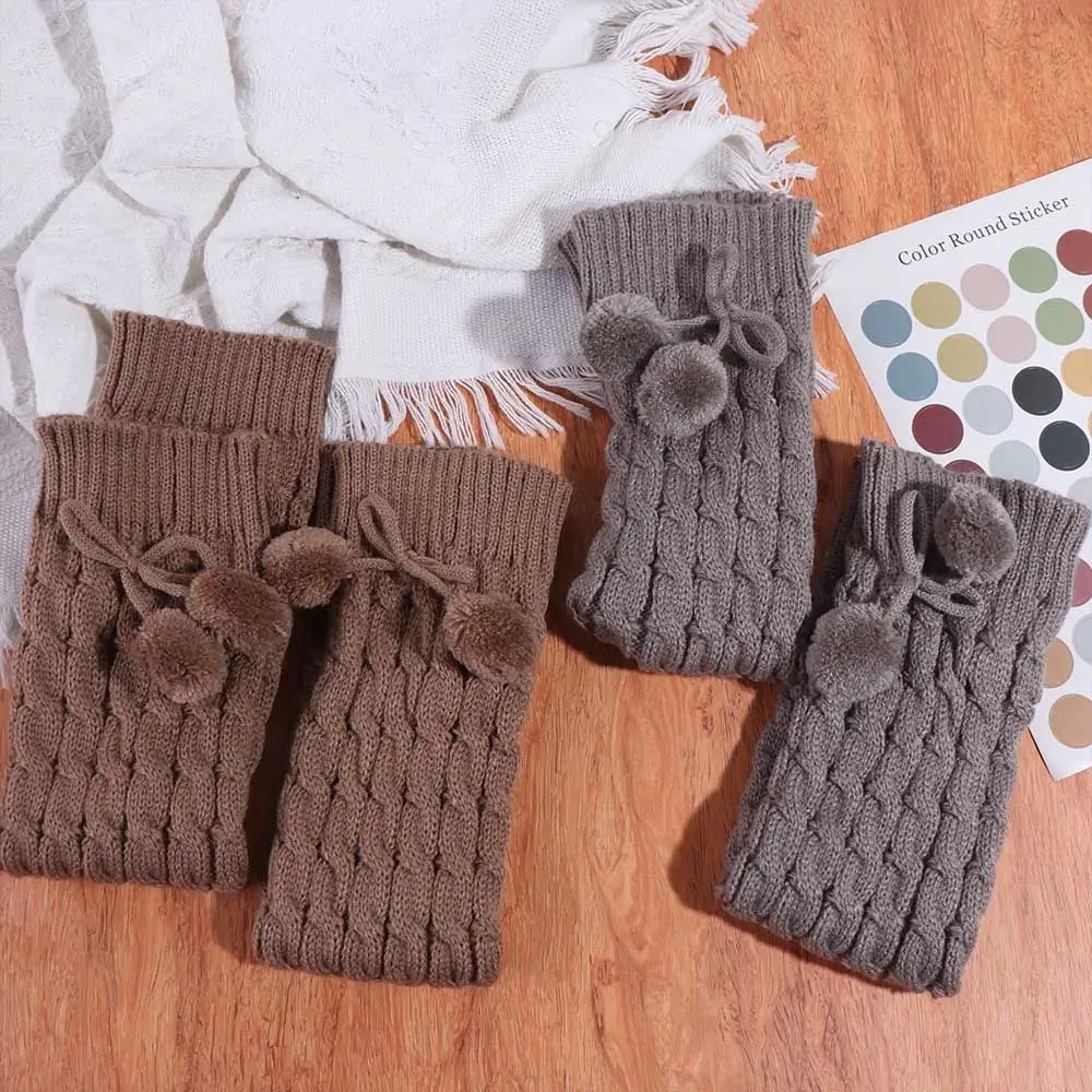 Sweet Y2K 레그 워머 여성 플러시 볼 두꺼운 발레 코어 스타킹 Footcover Warm Lolita Bowknot Leg Warmer Winter