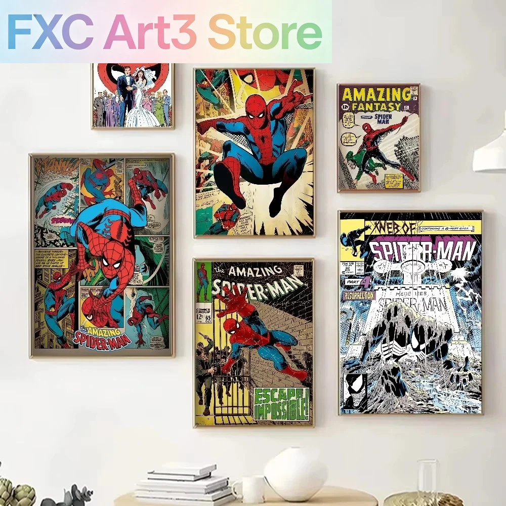 Frameless Vintage Comics Super hero Poster Decorative Painting Anime Poster Mural Home Living Room Bedroom Bathroom Wall Decor