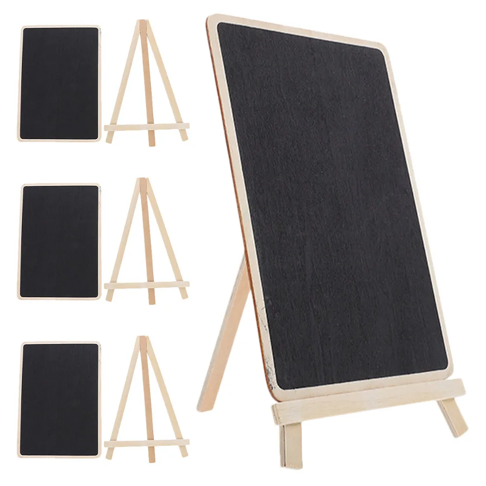 4Pcs Desktop Chalkboard Sign Freestanding Wooden Mini Message Board for Wedding Cafe Restaurant Menu Table Decor Erasable