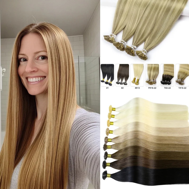 Human Hair Flat Tip Extensions 12inch 50 strands Color 1B #2 #4 In Stock Wholesale Dropship Hair Weft