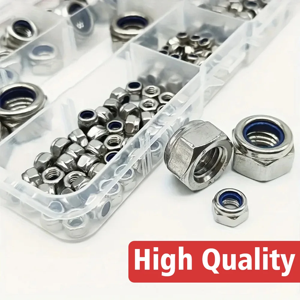 193 Pieces of Stainless Steel Anti-Slip Self-Locking Nuts, Size M3-M12, Prevent Nuts from Loosening Under Vibration
