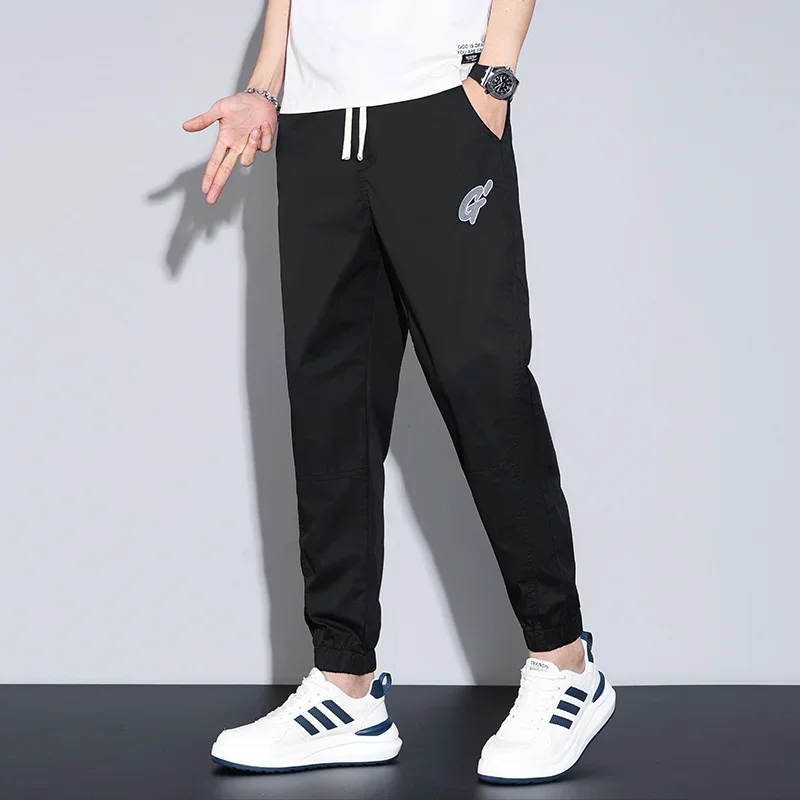 Pantalon de jogging en tissu Lyocell doux pour hommes, pantalon de survêtement Hip Hop coréen, Harajuku Cargo, mince, décontracté, grande taille, été