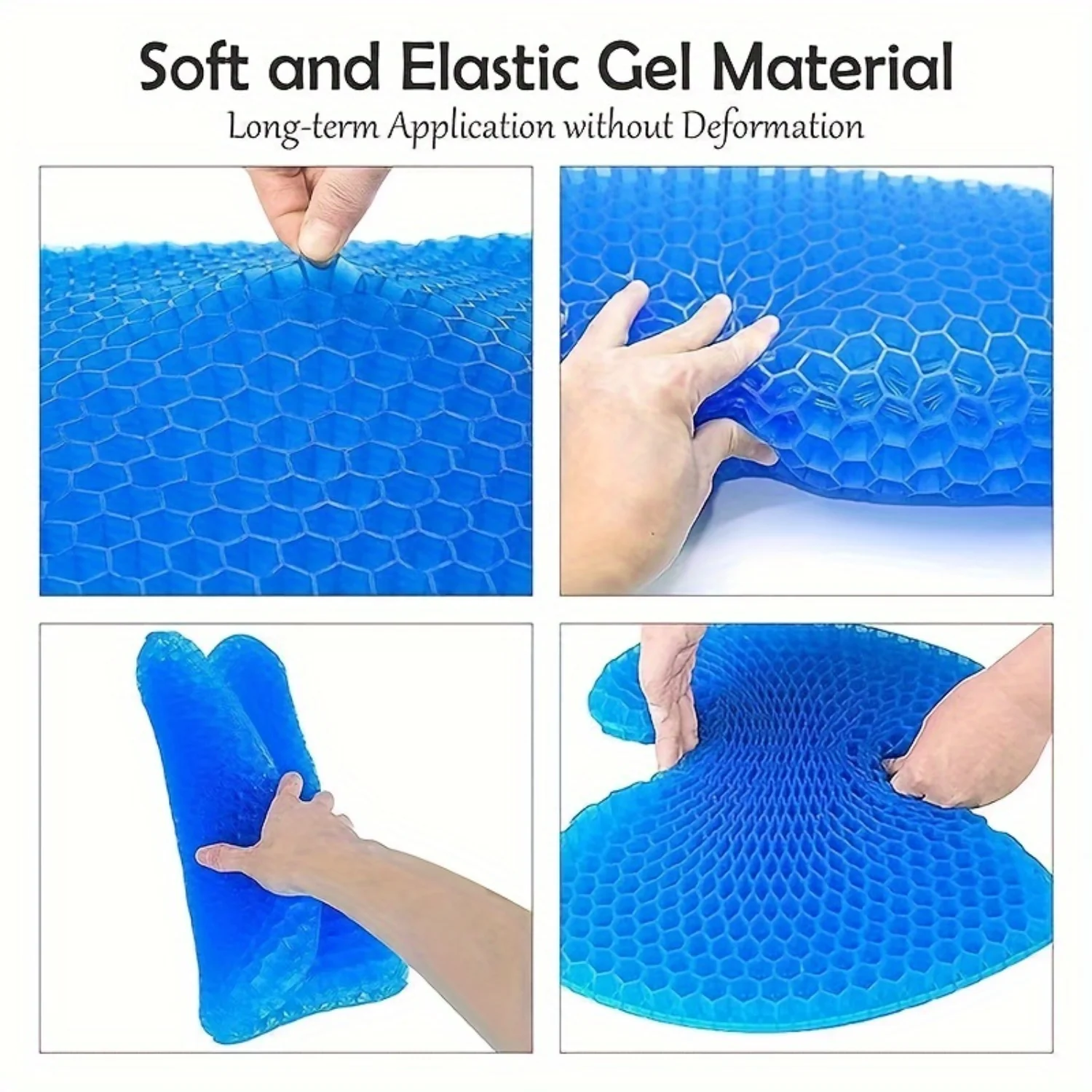 Blue Long Sitting Gel Cushion (super Large And Thick), Soft And Breathable, Wheelchair Gel Cushion, Hip Pain Relief Gel Cushion,