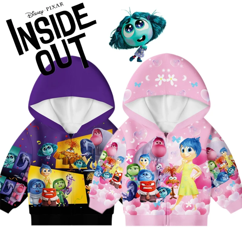 

Disney Inside Out 2 Zipper Hoodies Jacket for Baby Boys Girls Cute Anime Figures Long Sleeve Coats for Kids Sweatshirt Gifts