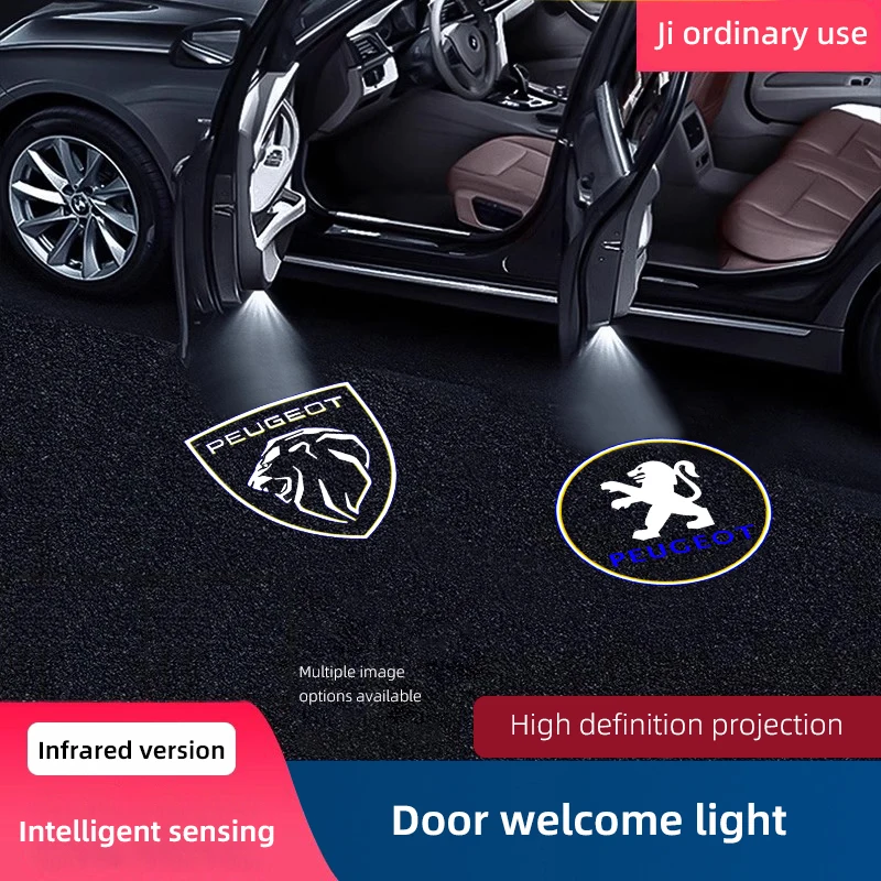HD Led Welcome Light Car Door Projector Lamps For Peugeot 407 408 RCZ 307 508 406 607 806 807 5008 307 306 207 206 308 208 3008