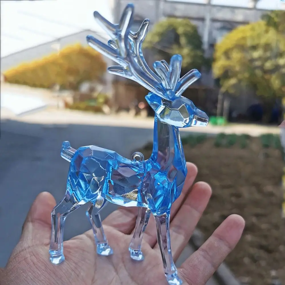 Acrylic Deer Figurines Desktop Ornament Room Decor Transparent Elk Reindeer Sculpture Christmas Home Office Decoration