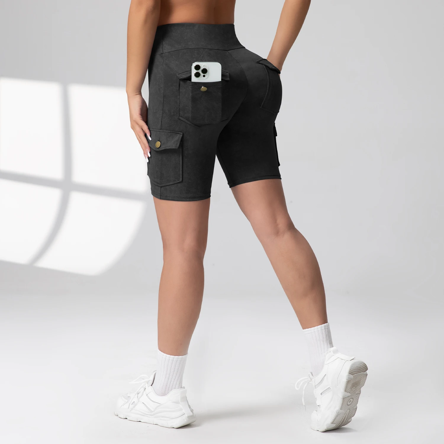 Women's Multiple Flip Pockets Tie-Dye Cargo Shorts Leggings High Waist Slim Fit Cycling Casual Home Sports Shorts Pants