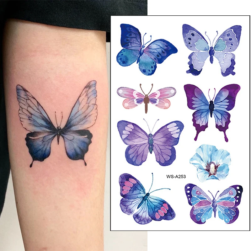 Waterproof Butterfly Temporary Tattoo Sticker 3D Butterfly Theme Fake Tattoo for Women Body Leg Arm Art Cute Temporary Tattoos