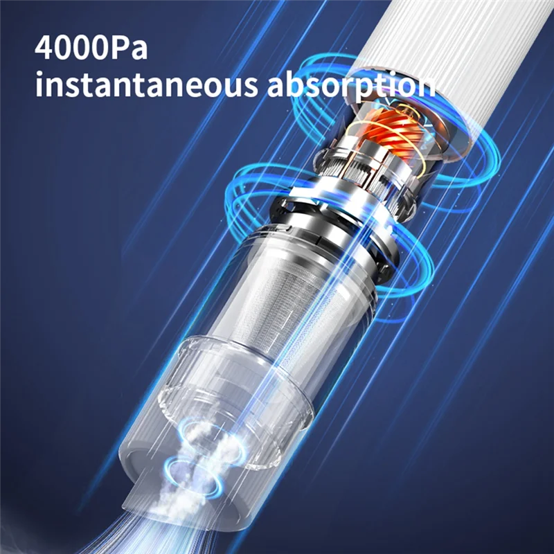 Aspirador de pó portátil sem fio para carro, aspirador de pó portátil poderoso para limpeza de casa e carro, branco