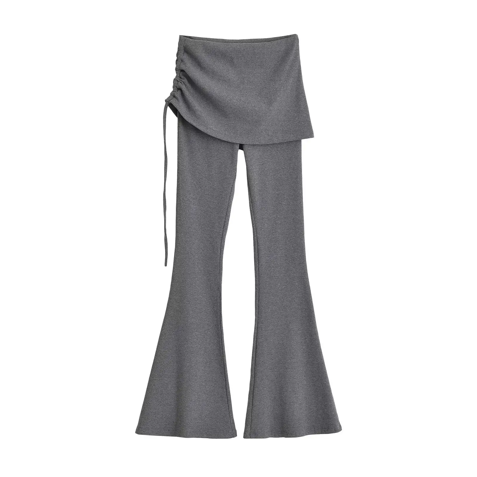 American Hot Girl High Waist Slimming Skirt Hem Fake Two-Piece Side Drawstring Micro Flared Pants Sport Yoga Pants Long Pants...