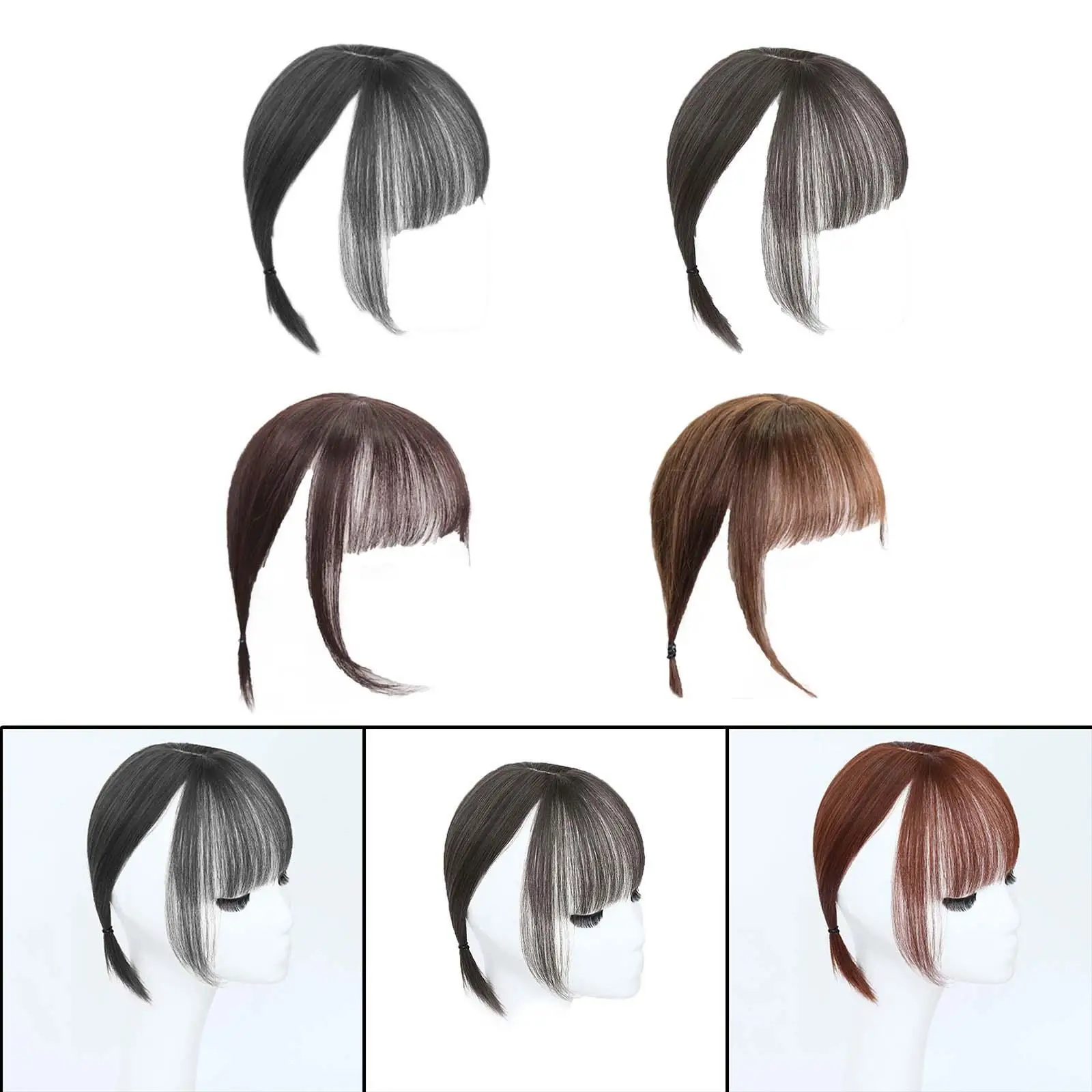 Franja de ar invisível franja com templos, franja com clipe, postiço falso, acessório para cabelo para festa, uso diário, trabalho