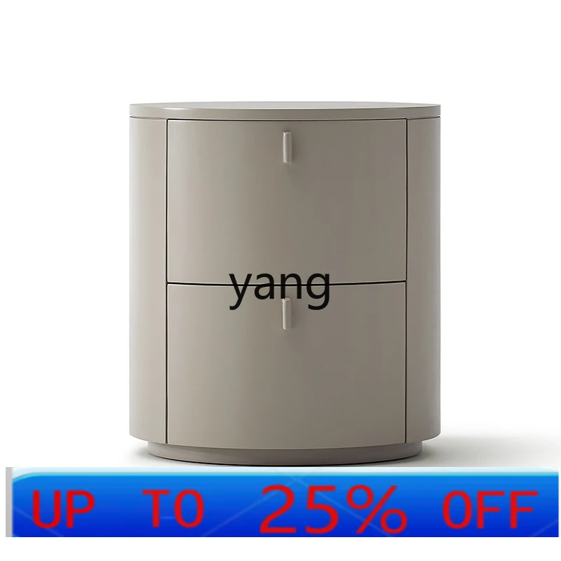 

LMM modern simple round bedside table Italian design solid wood bedside bedroom locker