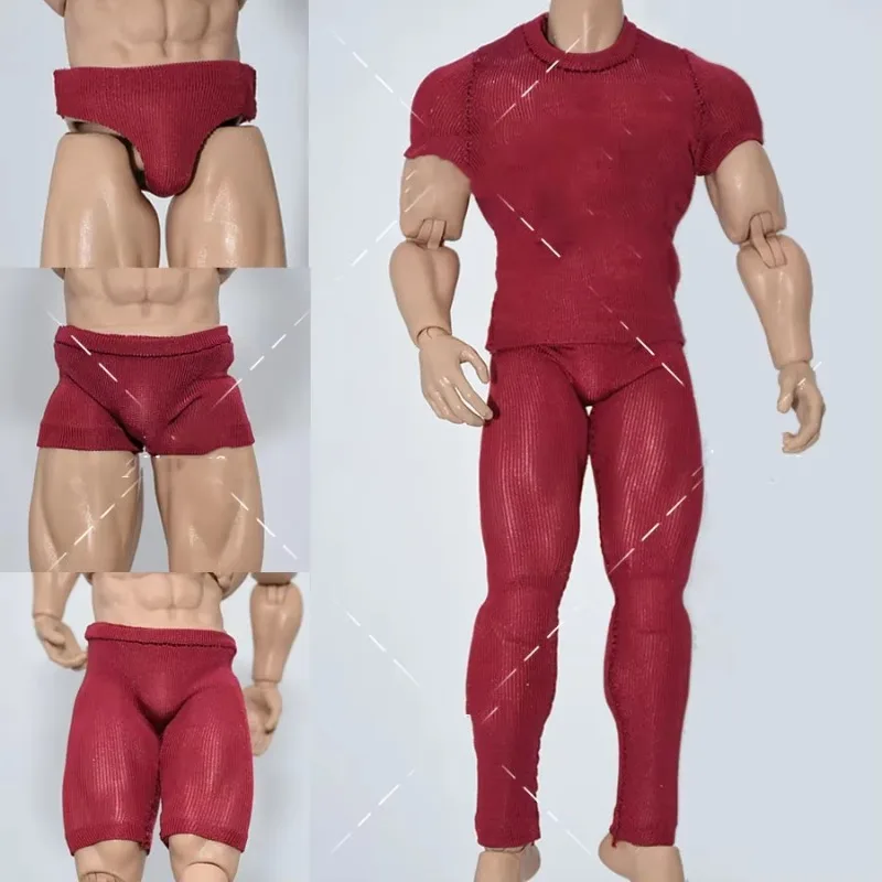 Sexy Shorts im Maßstab 1:12, Unterhose, lange Hose, T-Shirt, Weste, Boxershorts, weiches Unterhemd für 15,2 cm große männliche Soldat-Actionfigur-Körper
