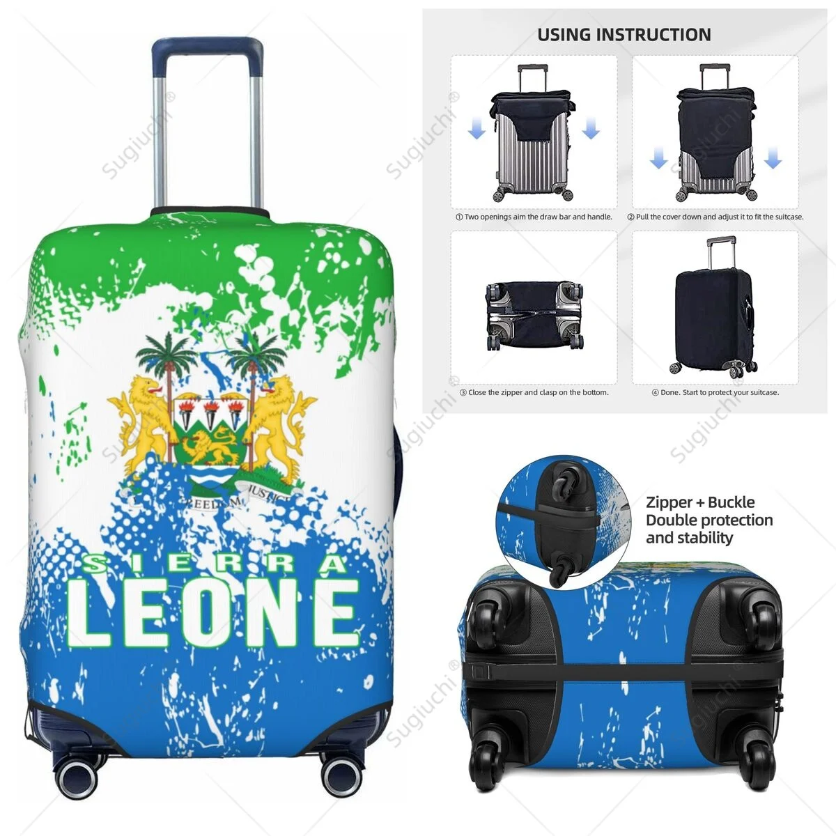 

Sierra Leone Flag Luggage Cover Suitcase Elastic Dust Case Travel Accessories Printed Baggage Case Protective