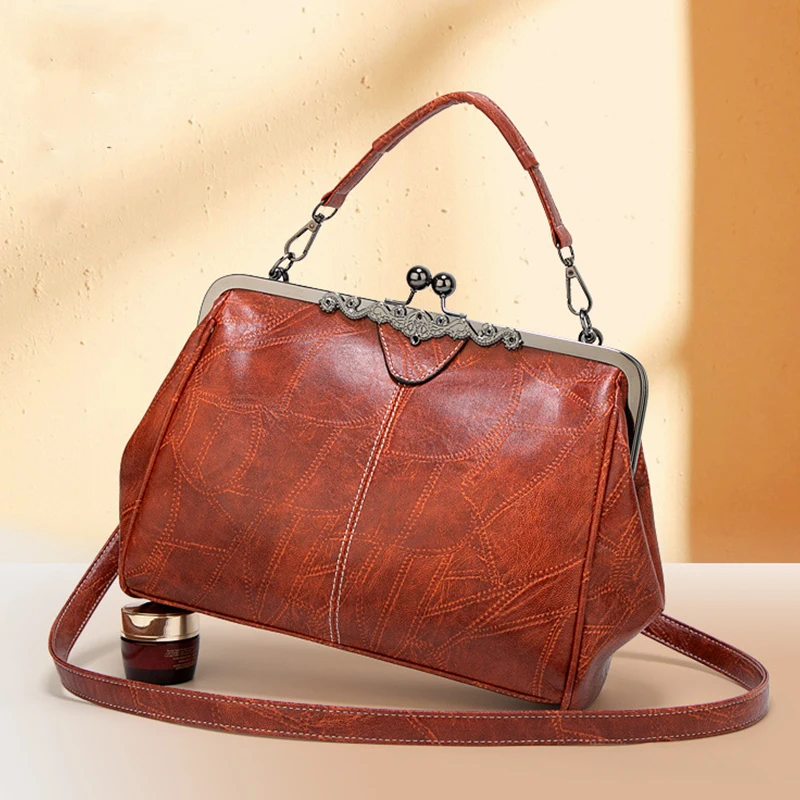 Vintage Simple Style Women Shoulder Bag High Quality PU Leather Lady Crossbody Bag Fashion Boston Design Handbag Tote Purse