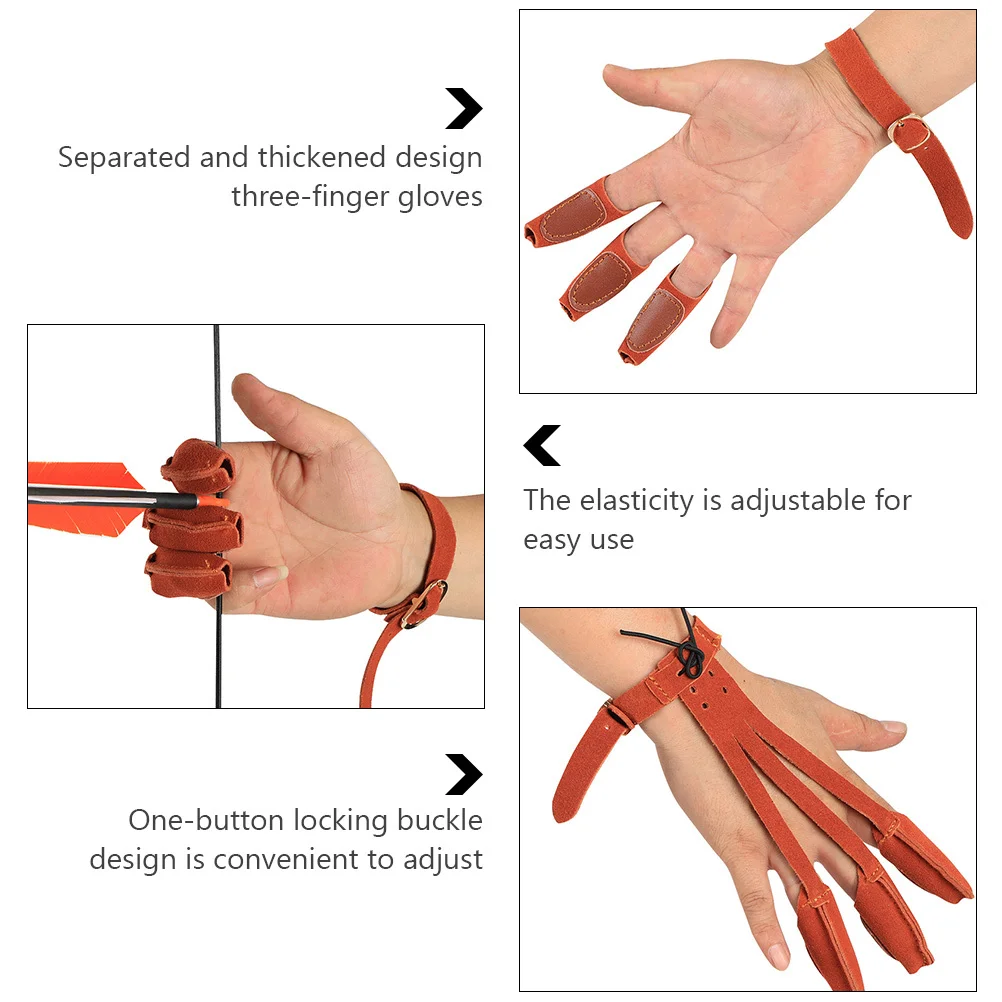 

Archery Finger Gloves Shooting Guard Thickened Three-Finger Protection Hand Protector Bowstring Gear Adjustable