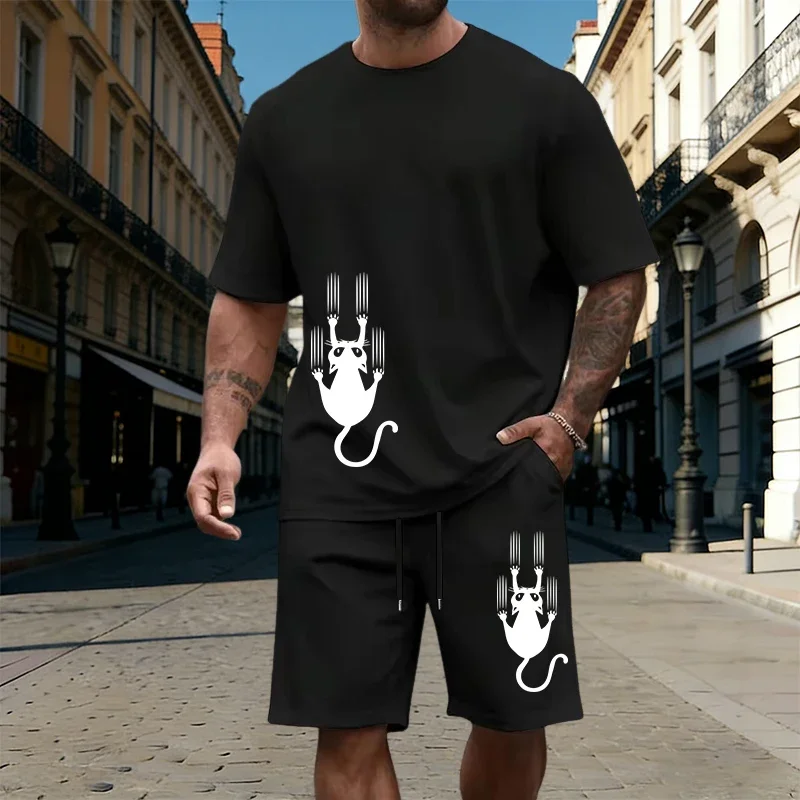 

2026 Mens T-Shirt Outfits Print Casual Single Piece Short Sleeves Shorts Outdoor Sports Jogging Clothes Summer Street Sportswear