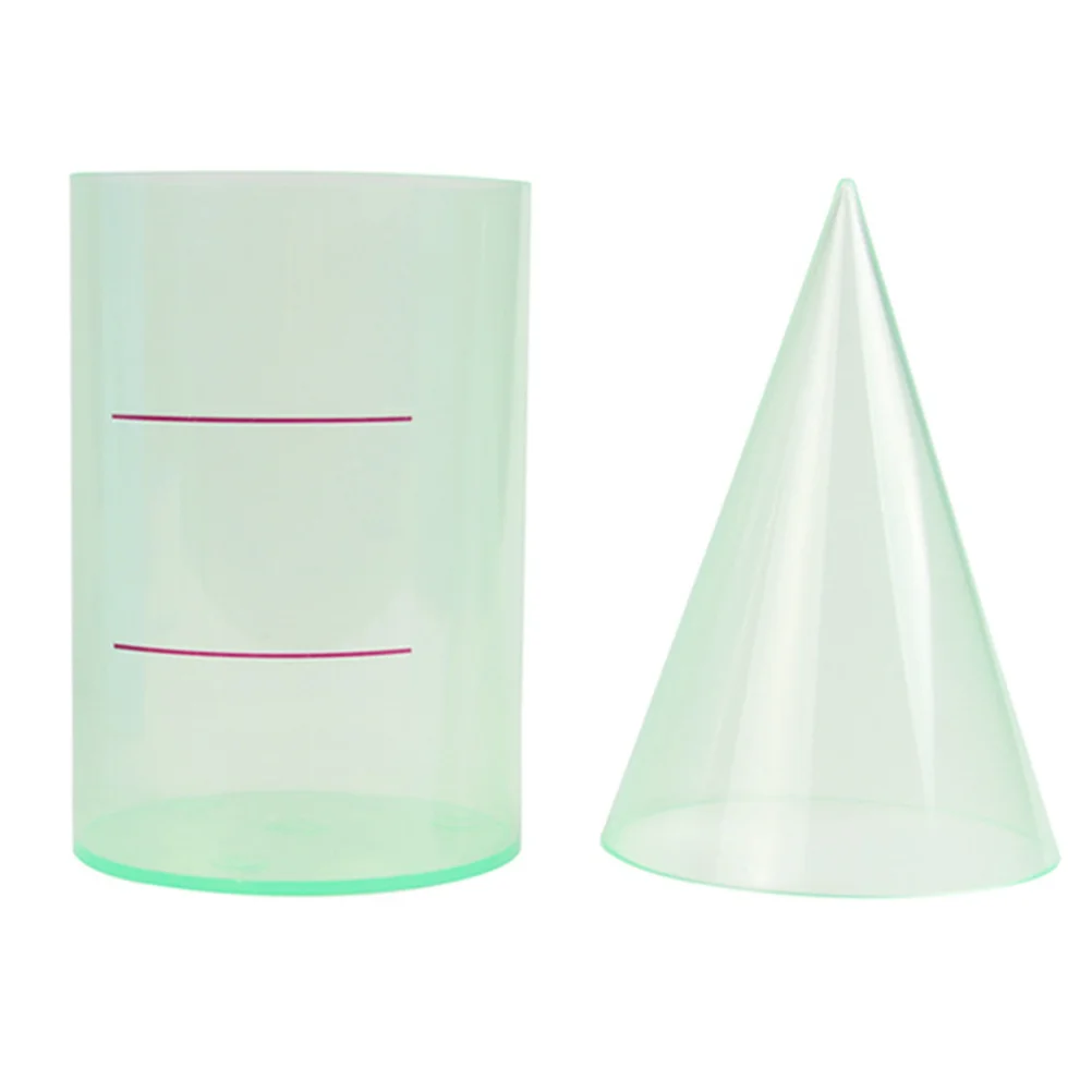 2Pcs CylinderCone Teaching Tools Transparent Plastic Geometric Models Math Study Aids Volume Ratio Demonstrator Educational