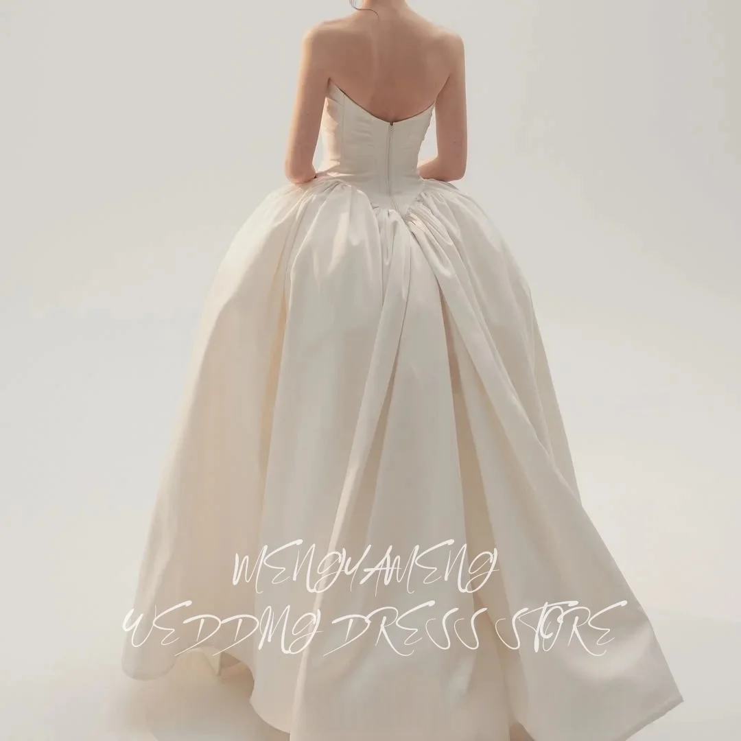 ZHUISHU 우아한 화이트 A라인 웨딩드레스 스트랩리스 프롬 가운 한국 신부 드레스 사진 촬영 맞춤형 지퍼 백 가운