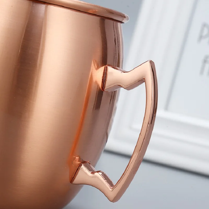 كوب بيرة من الفولاذ المقاوم للصدأ 500 مل/كوب قهوة بمقبض، مطلي بالنحاس، مقاوم للصدمات، كوب ماء خارجي بطبقة واحدة/كوب بغل