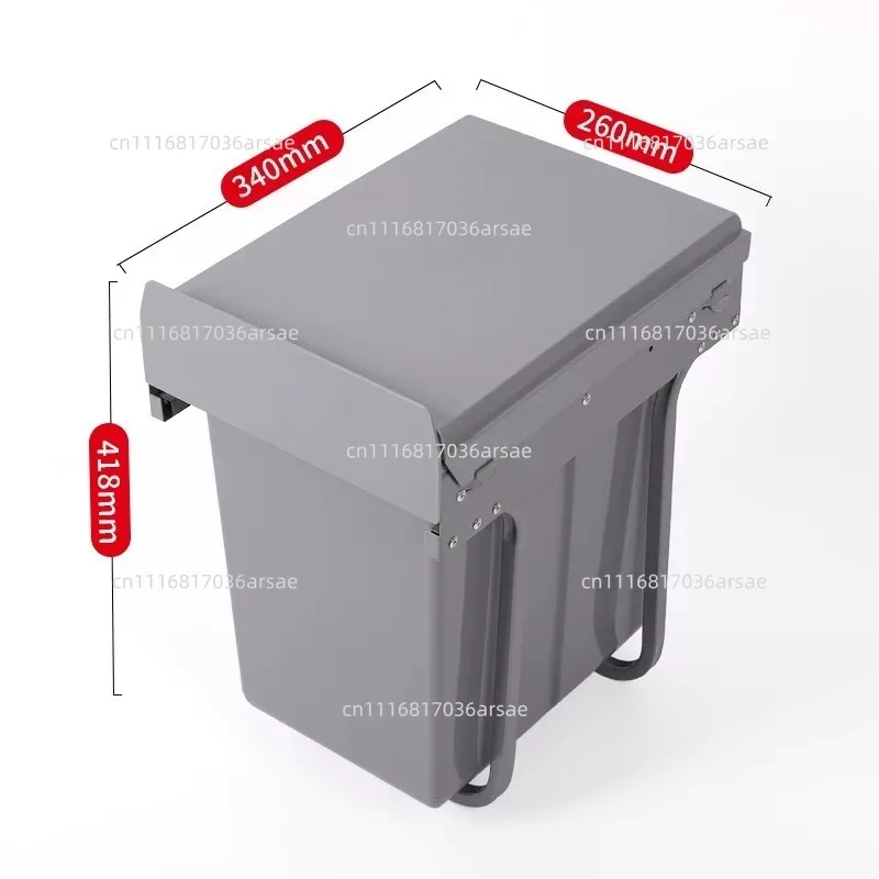 20L Built-in Kitchen Pull Out Trash Can, Retractable Rail Hidden Garbage Bin With Lid