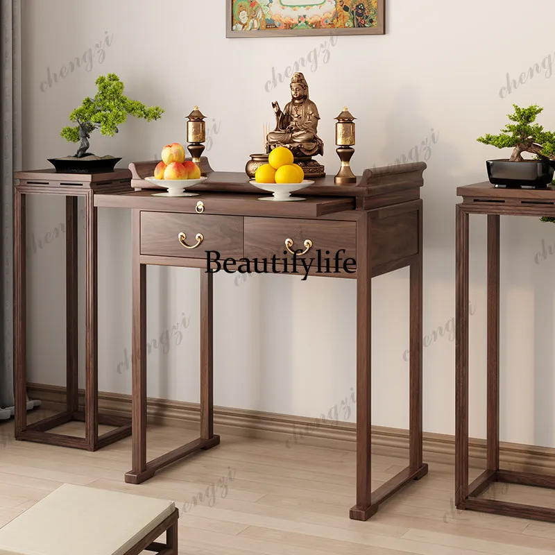 

New Chinese Style Offering Table Incense Table Home Solid Wood Buddha Base Buddha Hall Modern Simple Small Buddha