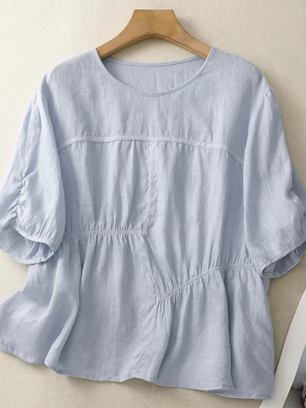 

Синий хлопок и лен ort Sve irt, женский летний элитный свободный повседневный асимметричный топ для куклы, удобный дышащий