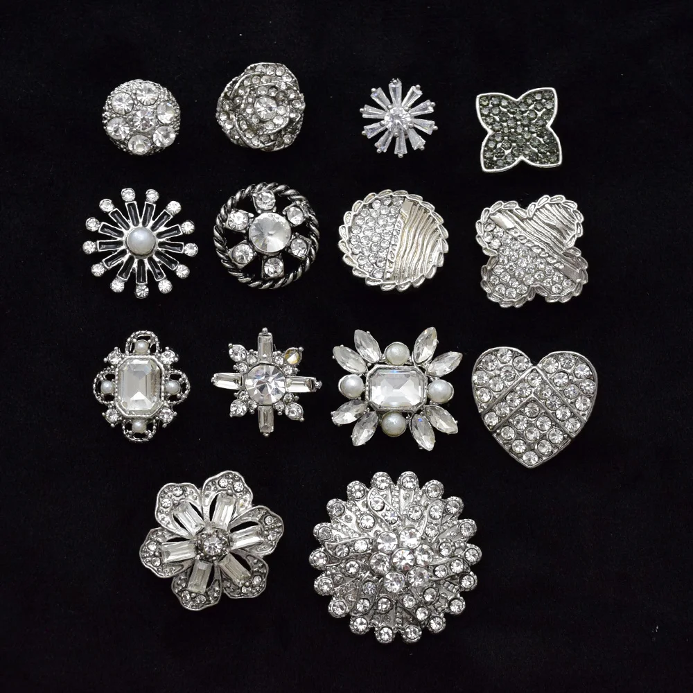 Retro Series Buttons 10Pcs/Lot Exquisite Simple Rhinestone Encrusted Buttons For Sewing Clothing Diy Accessorie