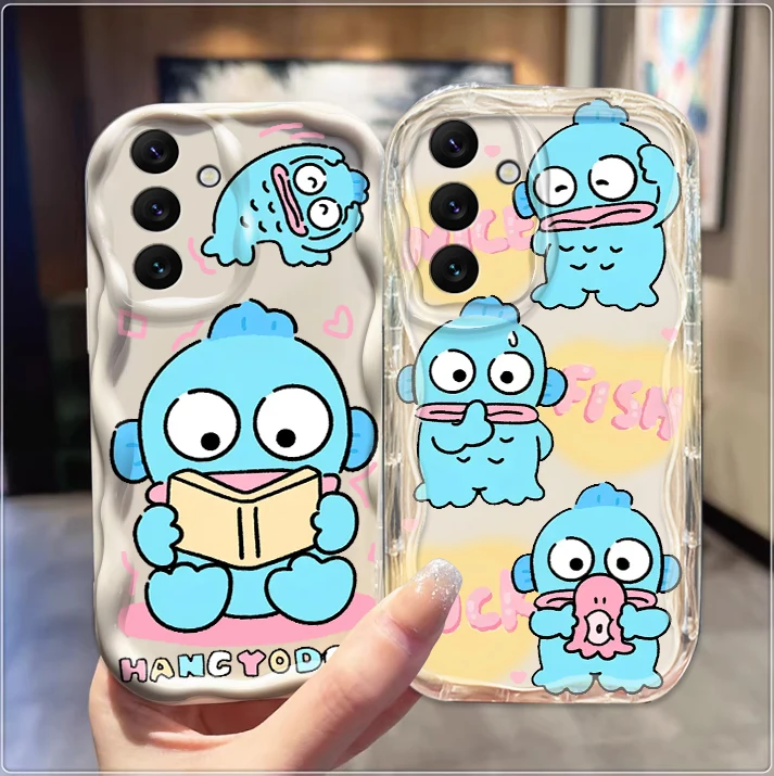 

Sanrio HANGYODON Ugly Fish For Samsung A55 A54 A53 A52 A35 A34 A33 A32 A25 A24 A23 A22 A21S A15 A13 A14 5G Wave Oil Funda