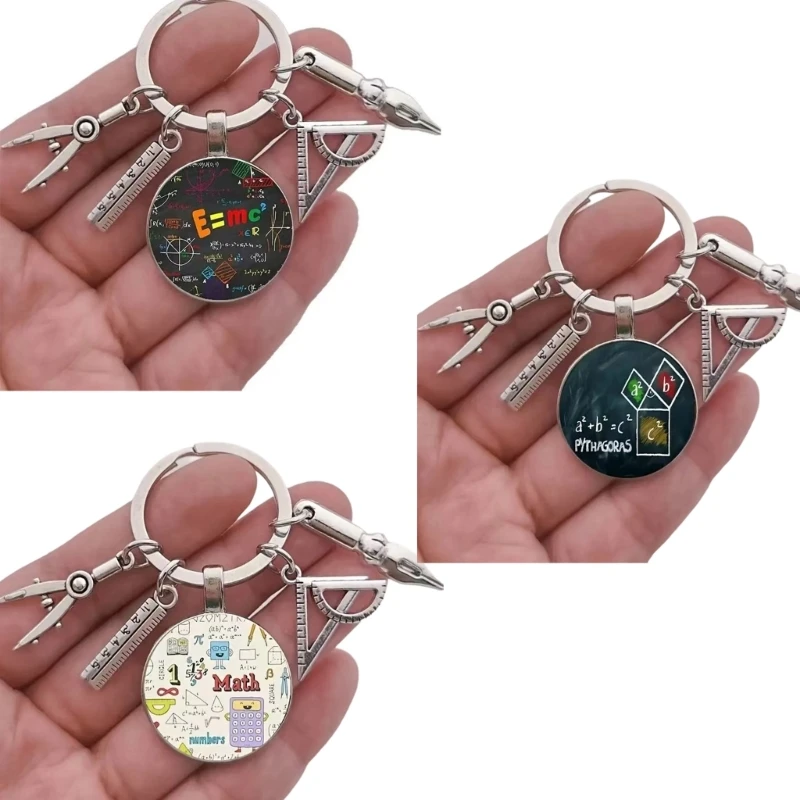 Math Formulas Chain Pendant Geometric Measuring Mathematical Formula Keychain Teacher's Day Gift 10CD