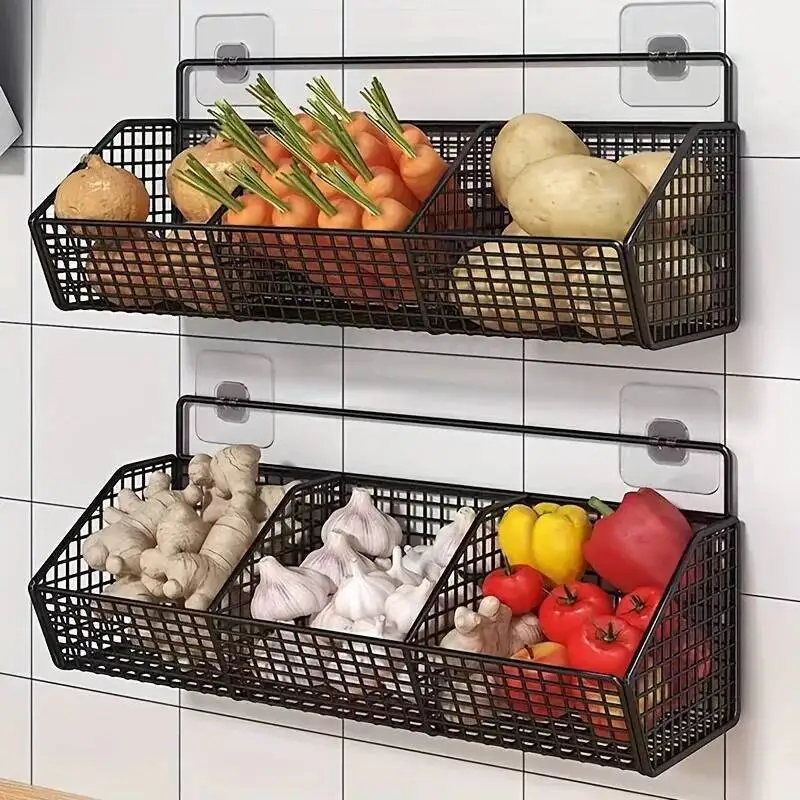 

1PC With 2 Patches, Multi-Function Kitchen Punch-Free Hanging Rack, Wall Drain Basket Storage Rack