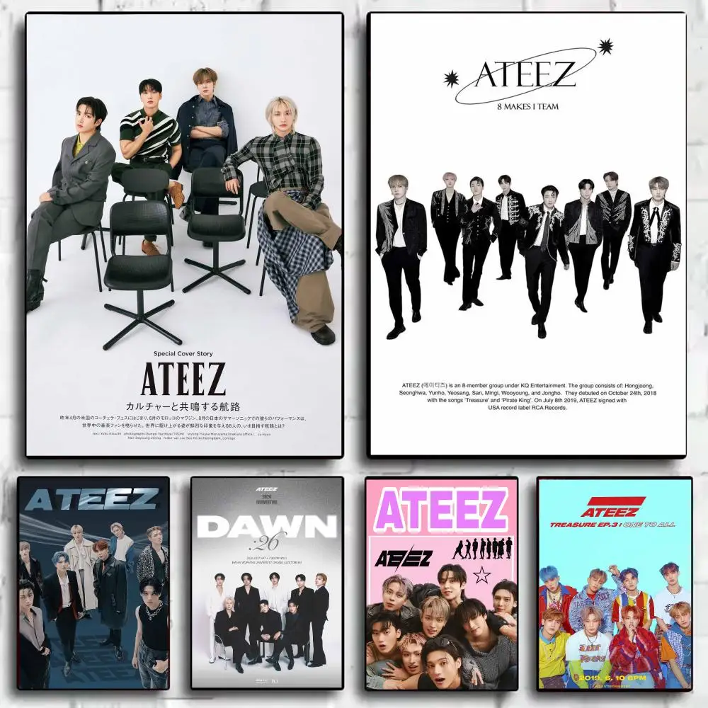 K-pop group A-ATEEZ Poster Wall Art Print Poster for Bedroom Living Room Home Decor Gift Artwork