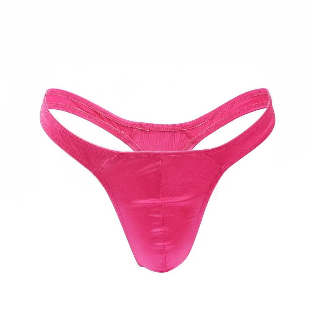 

Men's Erotic T Back Thong Shiny Glossy Bright Color Gays Sexy Low Waist U Convex Pouch G-string Elastic Stage Performance Bikini