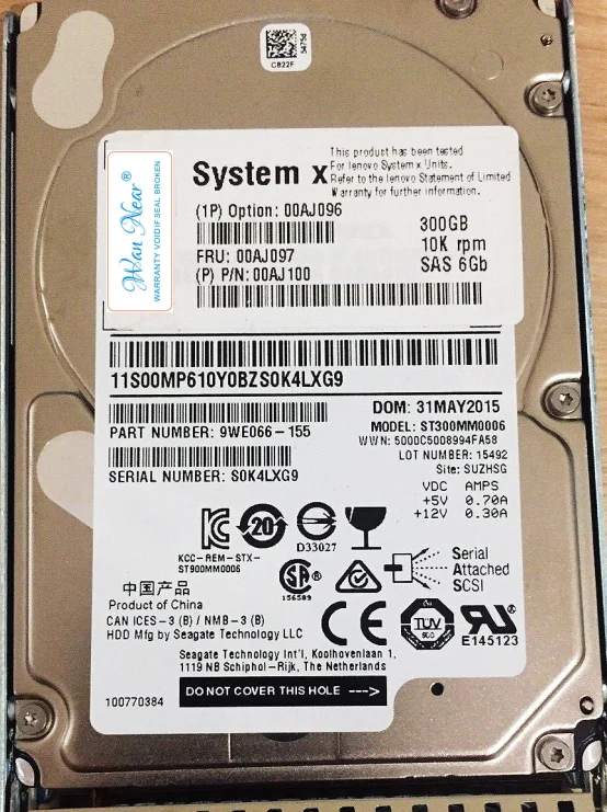 

For 00AJ096 00AJ097 300G 10K SAS 2.5 G3HS X3650M5 server