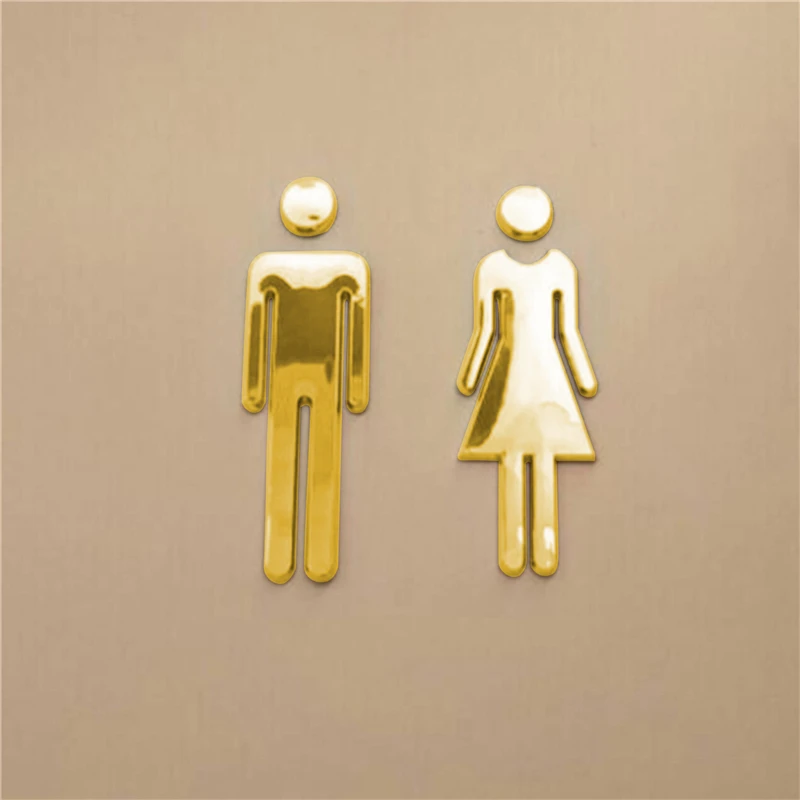 Toilet /Bathroom /Restroom /WC Door Wall Signs Signage MAN WOMAN Plastic Board Prompt Sign Toilet Signs Plaque Mirror Surface