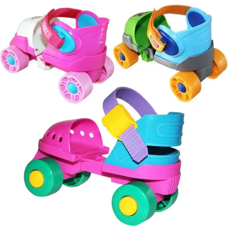 Conjunto protetor de patins ajustáveis, linha dupla com 4 rodas, patinação infantil para bebês, meninos e meninas, iniciantes, 16-22cm