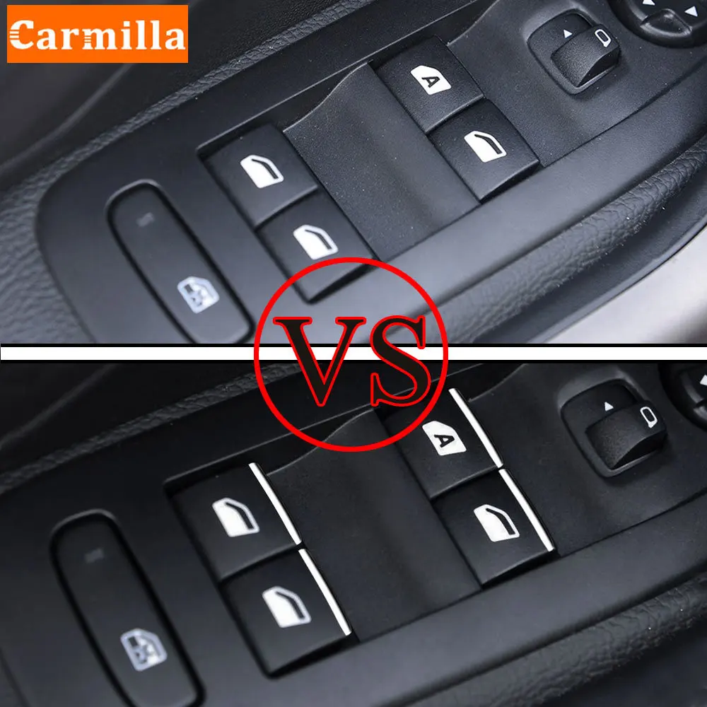 Car Window Lift Button Switch Sequin Trim for Peugeot 3008 3008GT 5008 ABS ABS Chrome Accessories Interior 2019 2020 2021 2022