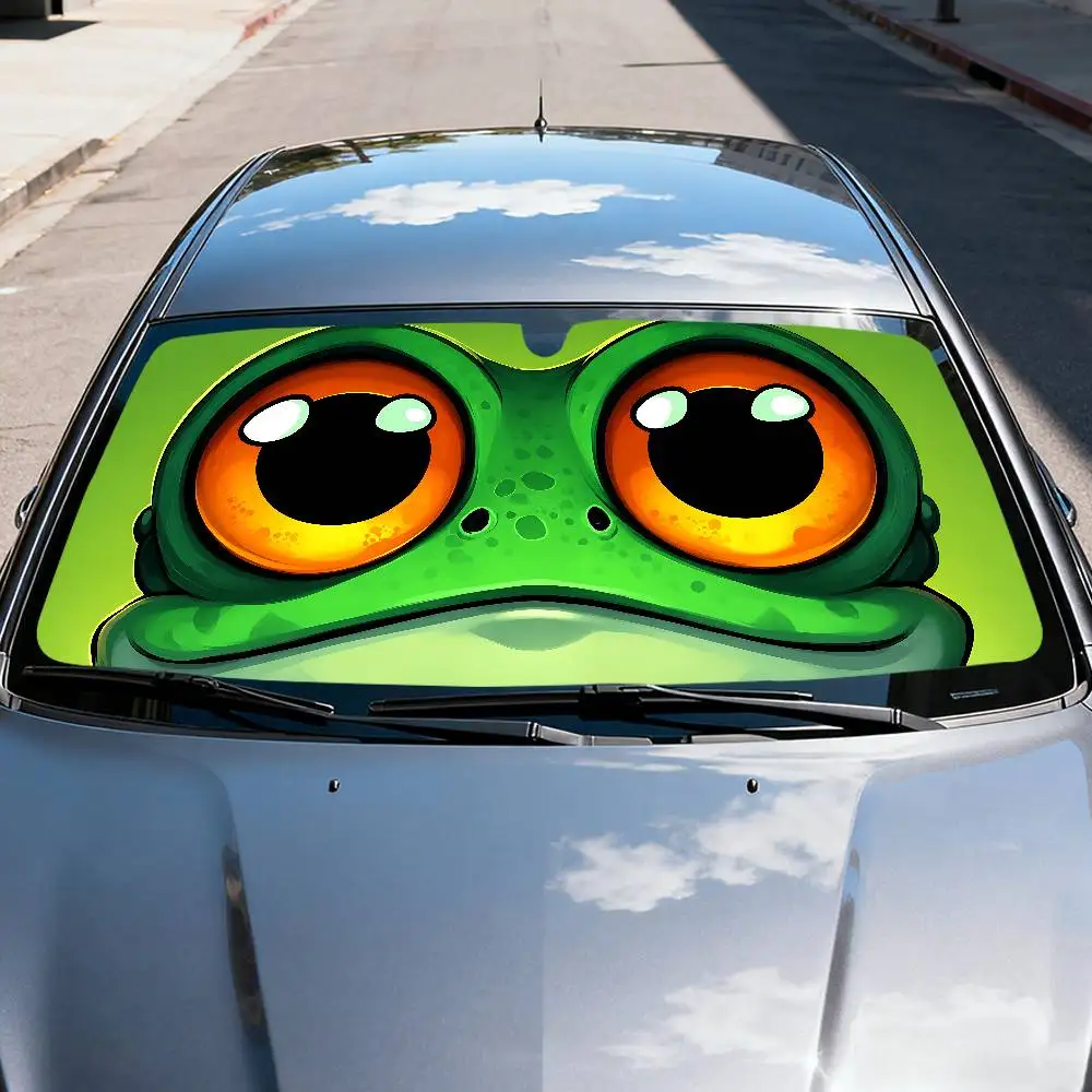 Big-Eyed Frog Face Car SunShade Windscreen Cover Shade Car SunShade UV Rays Car Sun Visor Protector