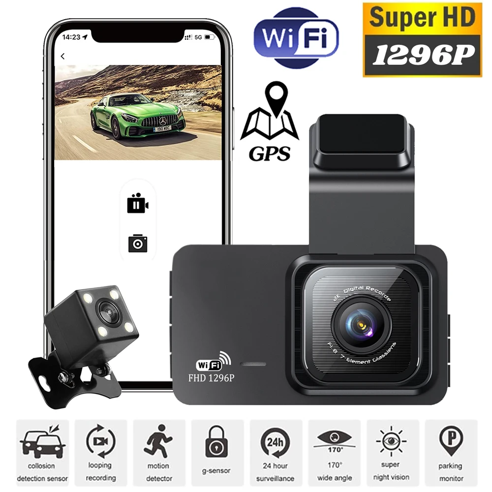 

Car DVR WiFi Full HD 1080P Dash Cam Rear View Vehicle Camera Drive Video Recorder Night Vision Auto Dashcam GPS Car Accessories