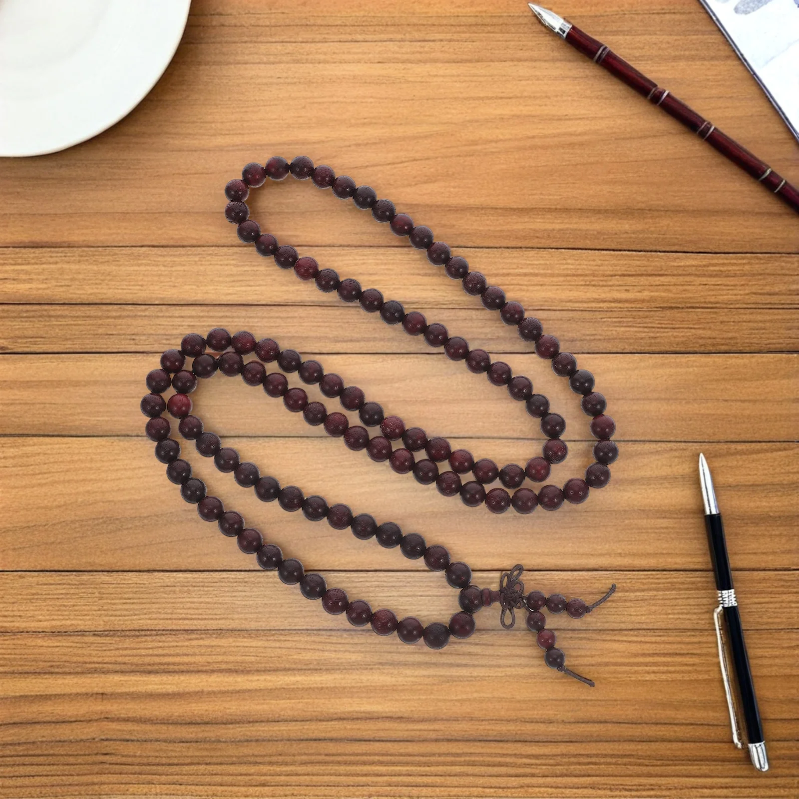 

3pcs Buddhist Prayer Bracelet 8Mm Red Sandalwood Beads Handmade Yoga Meditation Wristband For Men Women Daily Wear Spiritual