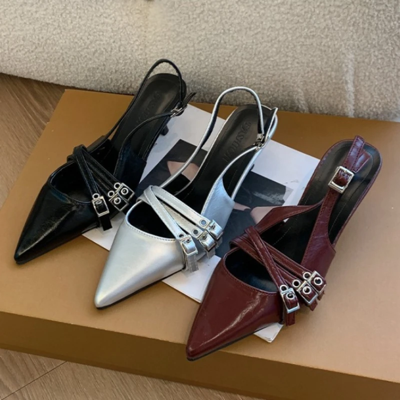 

New High Heels Sandals Women Shoes Spring Summer Footwear Pointed Toe Party Ladies Shoes Fashion Buckle Strap Female Pumps